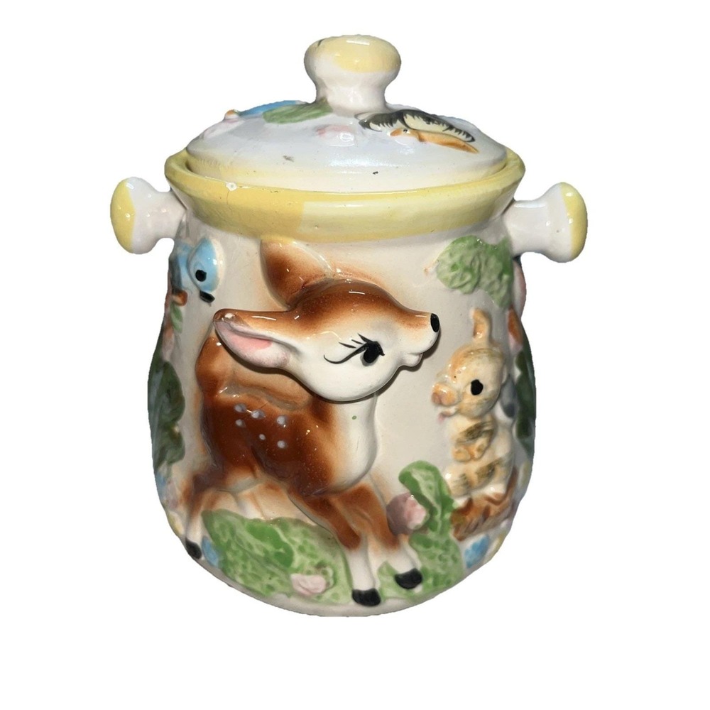 Disney Vintage Bambi Ceramic Cookie Jar Deer Collectible Kitchen Canister